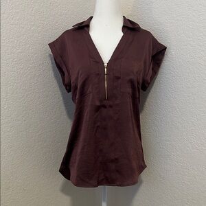 Express Purple Zip-Front Blouse